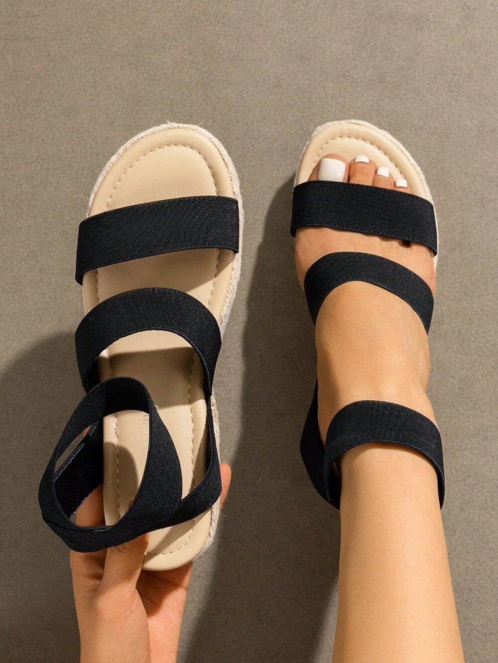 Black Vacation Women's Wedges Open Toe Ankle Strap Buckle Ankle Strap Sandals - Picture 7 of 11